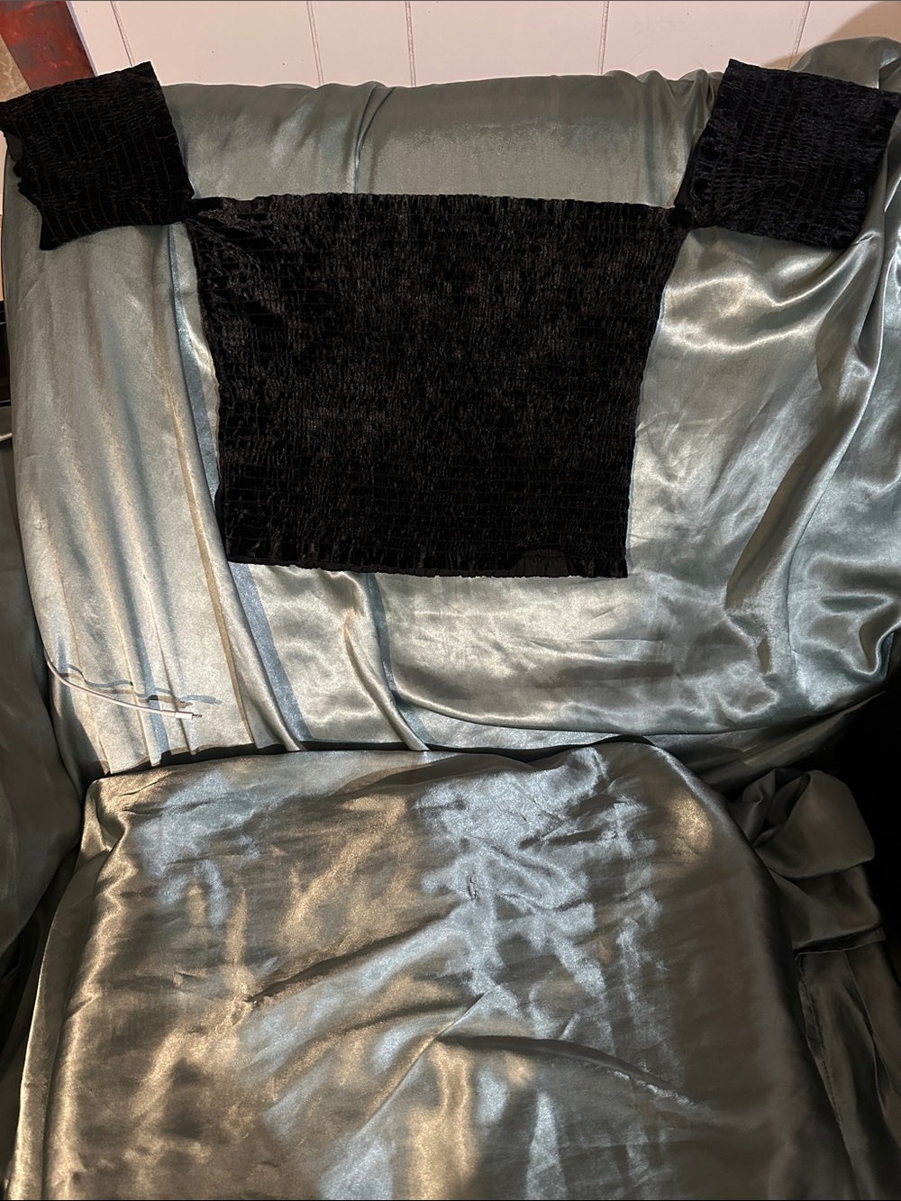 Tres Bien Black Velvet Smocked Crop Top